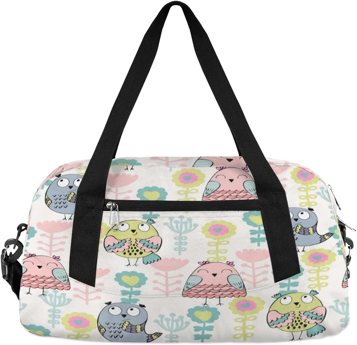 Cute Owls Floral Gym Bag, Duffle Bag, Weekender Bag, Duffel Bag, Overnight Bag, Travel Duffel Bag, Dance Bag, Tote Bag, Beach Bag, Pool Bag, Gym Duffle Bag, Carry on Bag