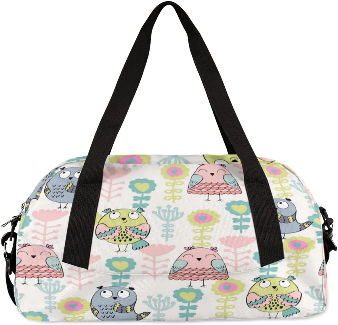 Cute Owls Floral Gym Bag, Duffle Bag, Weekender Bag, Duffel Bag, Overnight Bag, Travel Duffel Bag, Dance Bag, Tote Bag, Beach Bag, Pool Bag, Gym Duffle Bag, Carry on Bag