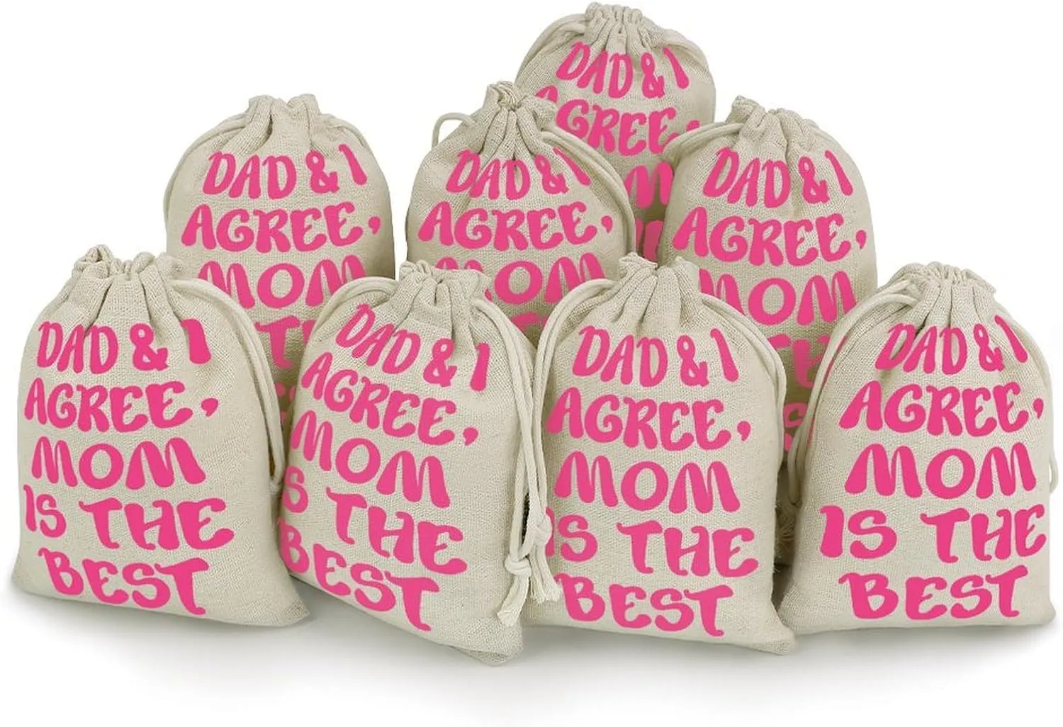 Dad and I Agree Mom is The Best Fashion Bunches Pocket 8 Pack Cotton Storage Drawstring Bags Cute Sachet Bag