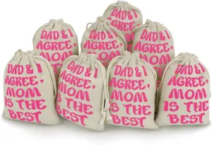 Dad and I Agree Mom is The Best Fashion Bunches Pocket 8 Pack Cotton Storage Drawstring Bags Cute Sachet Bag