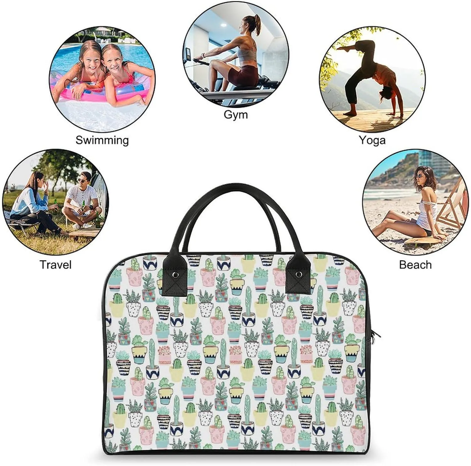 Daisy Flower Blue Travel Handbag with A Large Capacity Design That Can Be Reused