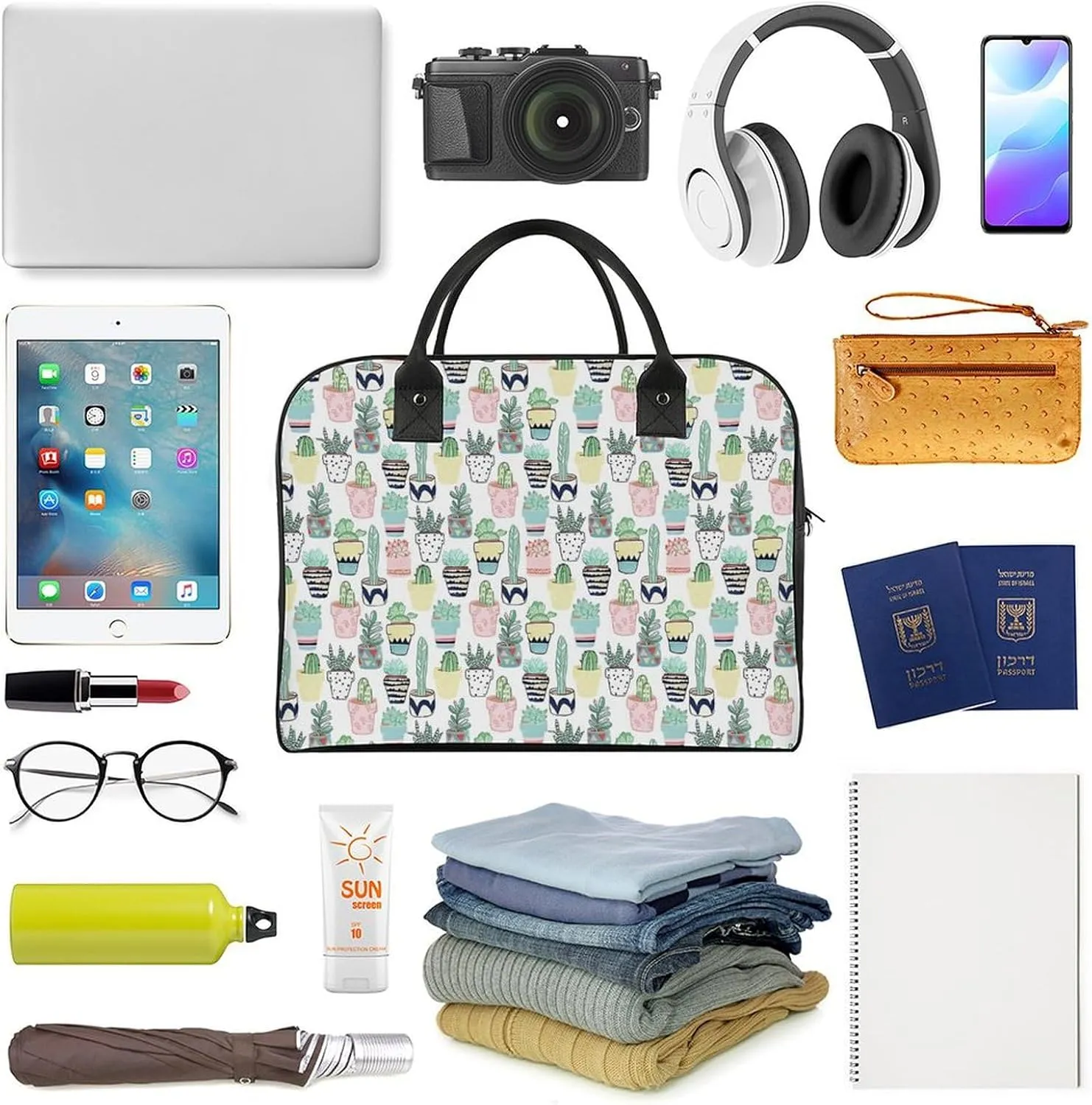 Daisy Flower Blue Travel Handbag with A Large Capacity Design That Can Be Reused