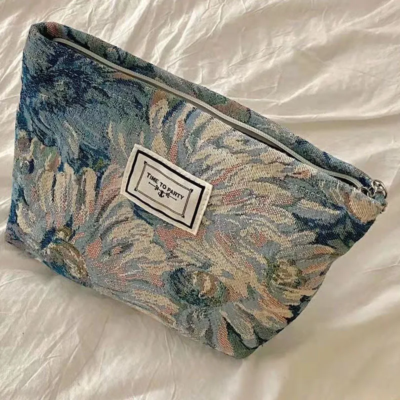 Design Black White Temperament Striped Retro Artistic Elegant Cosmetic Bags