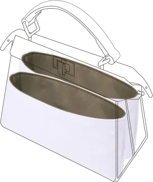 DGAZ Lightweight Purse Organizer Insert for Fendi Peekaboo Bag,silk and DupontPaper handbag inner for Luxury Bags(Etoupe grey,Peekaboo Mini)