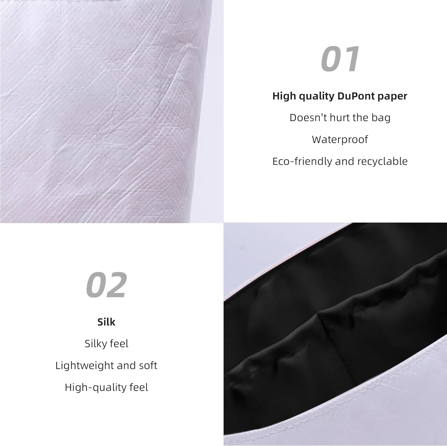 DGAZ Lightweight Purse Organizer Insert for Longchamp Le Pliage Original Series Bag,silk and DupontPaper handbag inner for Luxury Bags(Black,LE PLIAGE L（Handle height: about 9 cm）)