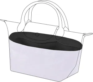DGAZ Lightweight Purse Organizer Insert for Longchamp Le Pliage Original Series Bag,silk and DupontPaper handbag inner for Luxury Bags(Black,LE PLIAGE L（Handle height: about 9 cm）)