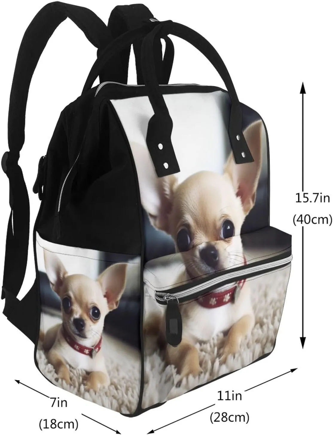 Diaper Bag Nappy Backpack Baby Bag Golden retriever Mummy Backpack Multifunction Changing Bags for Travel, Cute Chihuahua, One Size