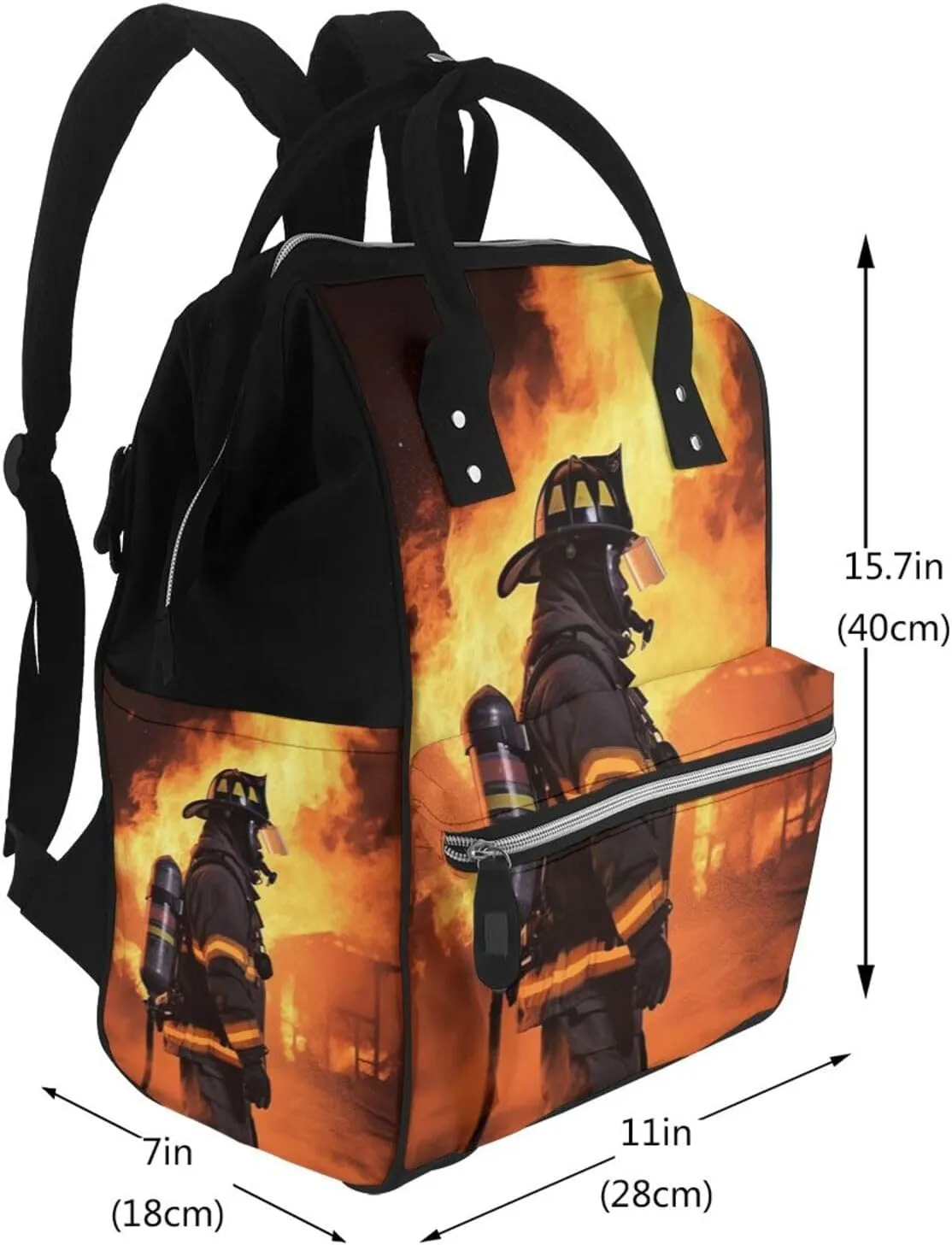 Diaper Bag Nappy Backpack Baby Bag Golden retriever Mummy Backpack Multifunction Changing Bags for Travel, Firefighter Fireman Flame, One Size