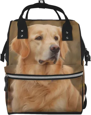 Diaper Bag Nappy Backpack Baby Bag Golden retriever Mummy Backpack Multifunction Changing Bags for Travel, Golden Retriever, One Size