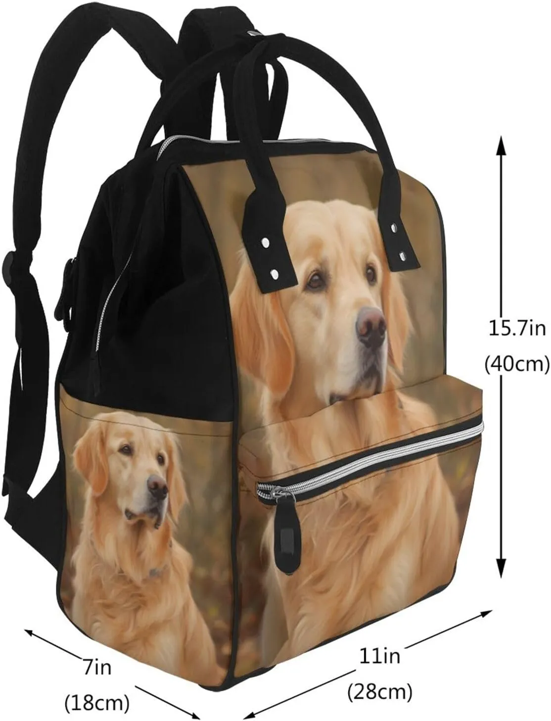 Diaper Bag Nappy Backpack Baby Bag Golden retriever Mummy Backpack Multifunction Changing Bags for Travel, Golden Retriever, One Size