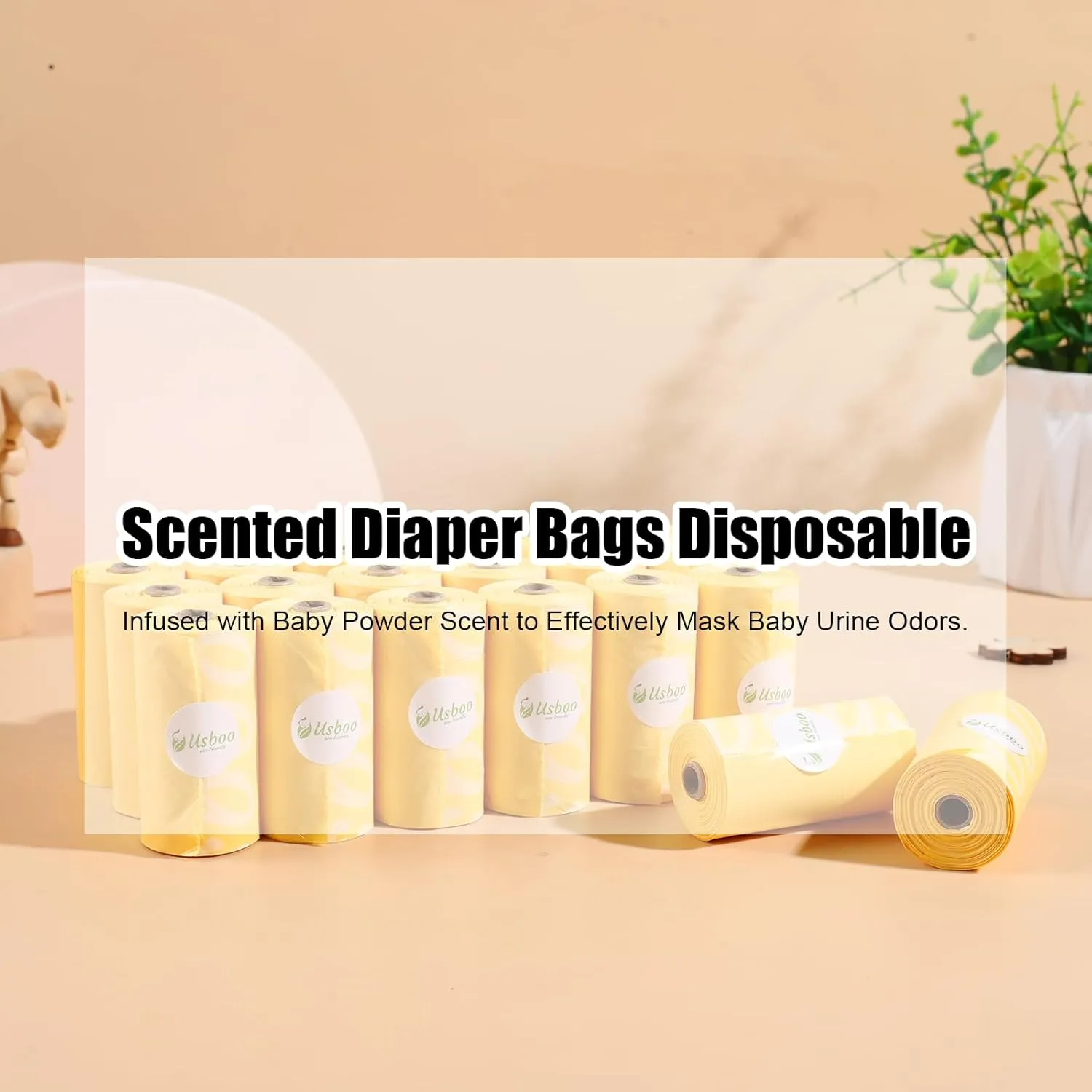 Diaper Disposal Bags - 20 Refill Rolls/300 Pack Baby Poop Bag with Dispenser | Tropical Fruit Scented | Leak Proof & Trash Bags for Diapers | Baby Essentials