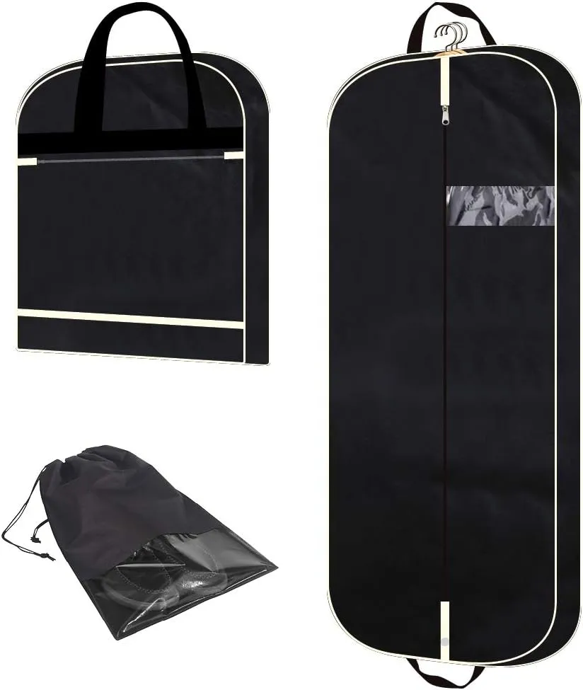 DIOMMELL 54" Garment Bag with Extra Large Pockets for Travel, Gusseted Suit Cover Mens Womens Foldable Hanging Bags for Clothes Shirts Dresses Coats