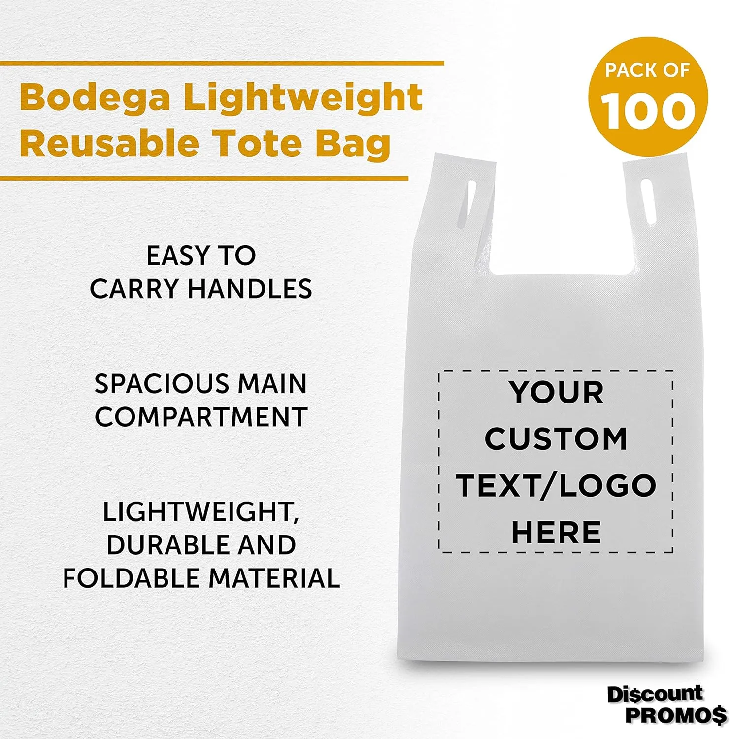 DISCOUNT PROMOS Bodega Lightweight Reusable Tote Bags - Tradeshows, Party Favors, Gift Bags