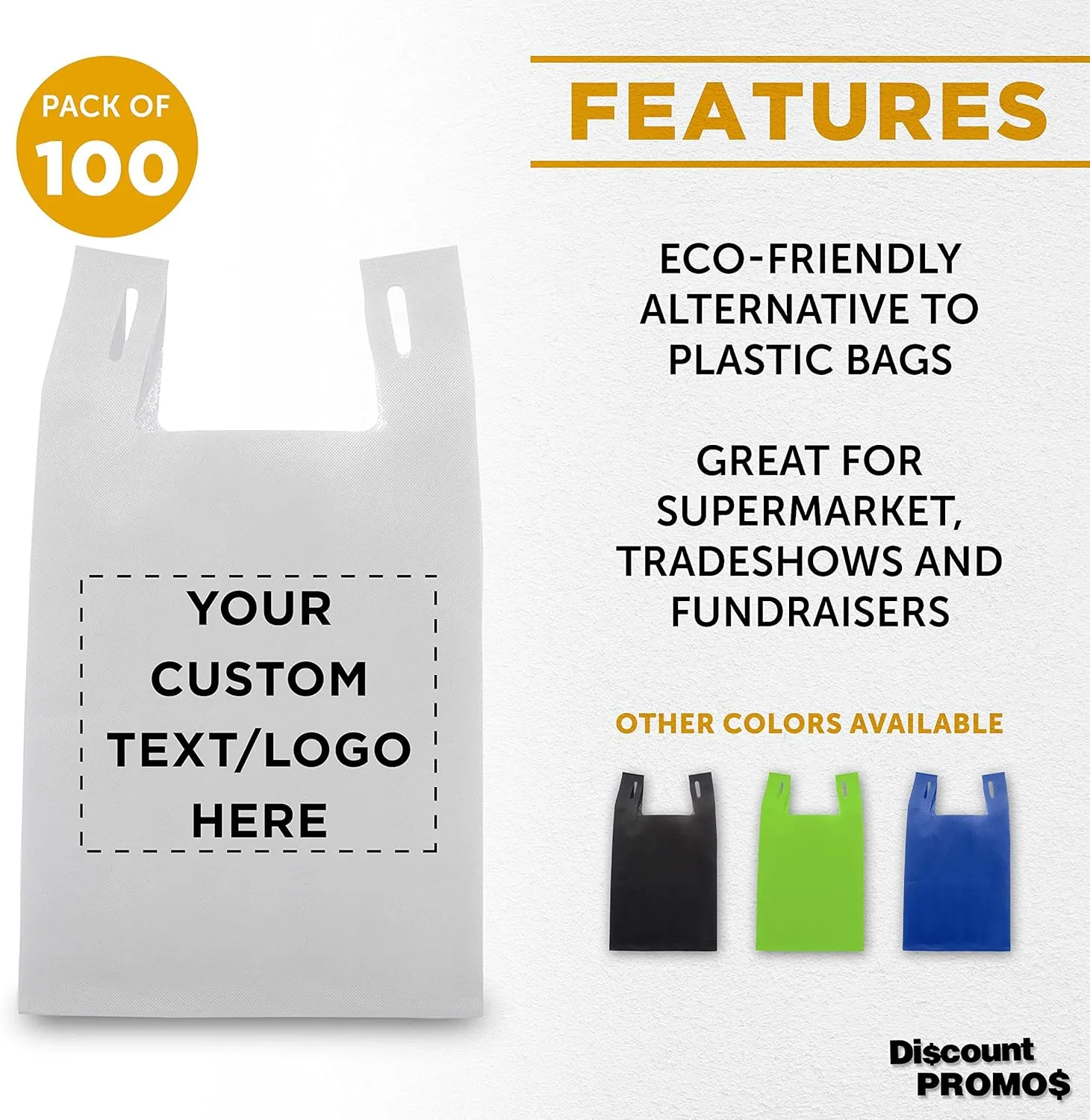 DISCOUNT PROMOS Bodega Lightweight Reusable Tote Bags - Tradeshows, Party Favors, Gift Bags
