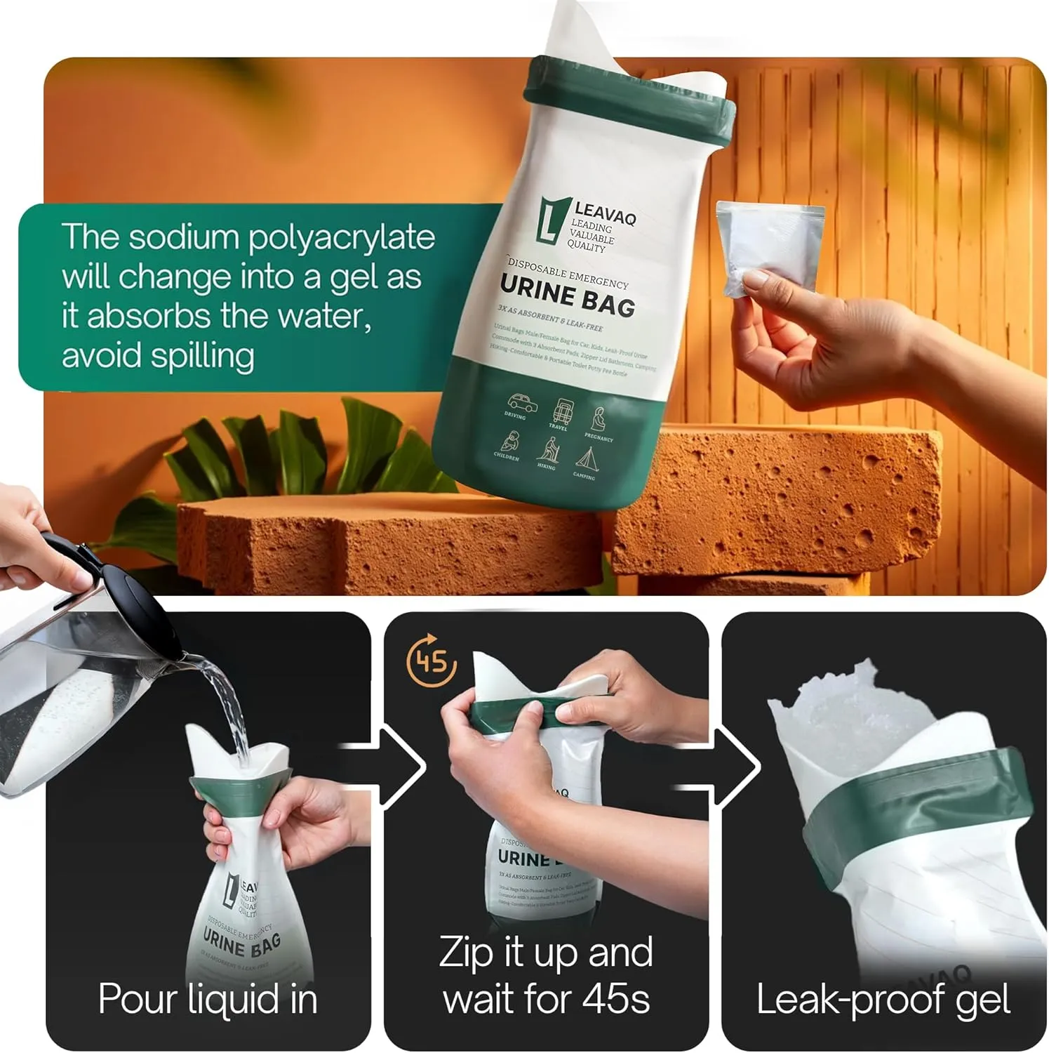 Disposable Urine Bag 12/24 PCS 800ML - Portable Urinal & Female Urinal for Travel, Leak-Proof Emergency Toilet Solution, Unisex Pee Bags for Men, Women, Camping, Traffic Jams, Kids - Compact