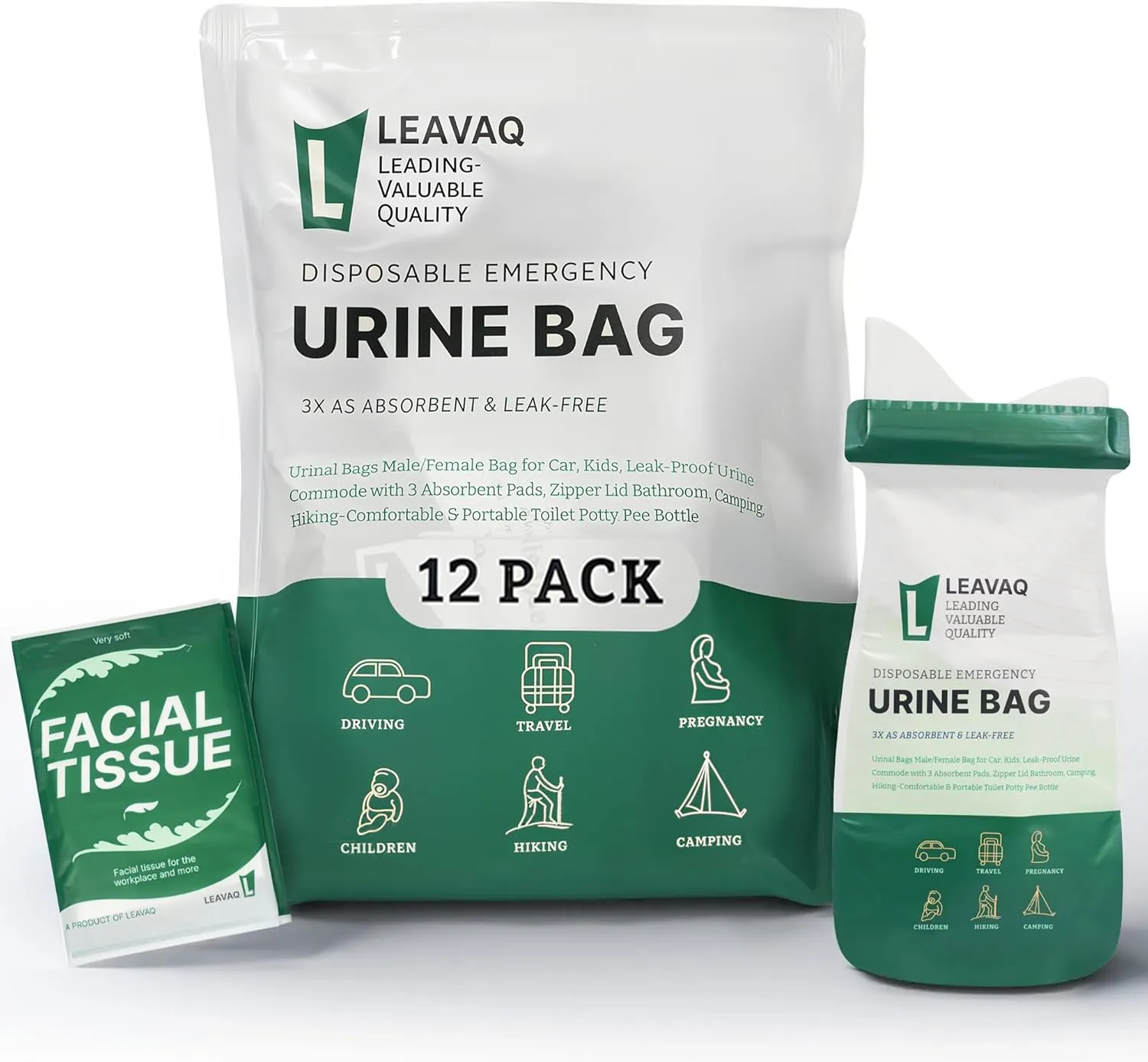 Disposable Urine Bag 12/24 PCS 800ML - Portable Urinal & Female Urinal for Travel, Leak-Proof Emergency Toilet Solution, Unisex Pee Bags for Men, Women, Camping, Traffic Jams, Kids - Compact