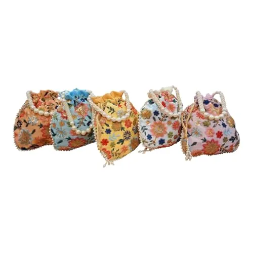 DMS RETAIL Potli Bags For Wedding Return Gifts For Women In Bulk, Ladies Return Gifts For Pooja Birthday Kitty Party Shagun Mehndi Sangeet Pack of (Pack of 7)