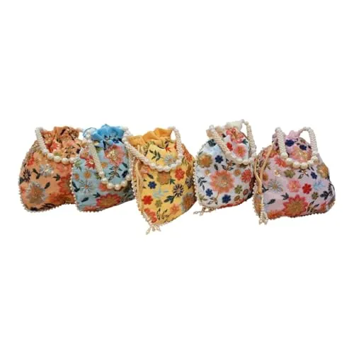 DMS RETAIL Potli Bags For Wedding Return Gifts For Women In Bulk, Ladies Return Gifts For Pooja Birthday Kitty Party Shagun Mehndi Sangeet Pack of (Pack of 7)