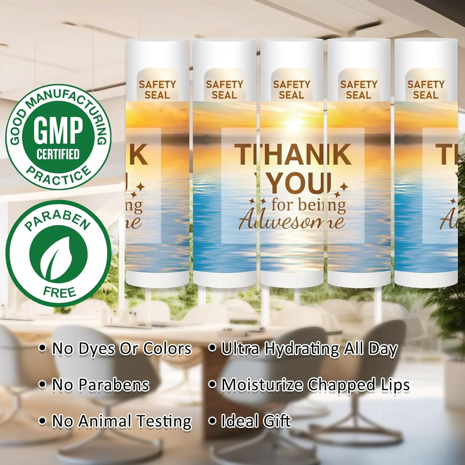 DMSKY Appreciation Gifts 60 Pcs Lip Balm Bulk, Staff Appreciation Gifts Bulk Thank You Gifts Bulk for Coworkers Teacher Worker Employee Leaving Farewell Gifts