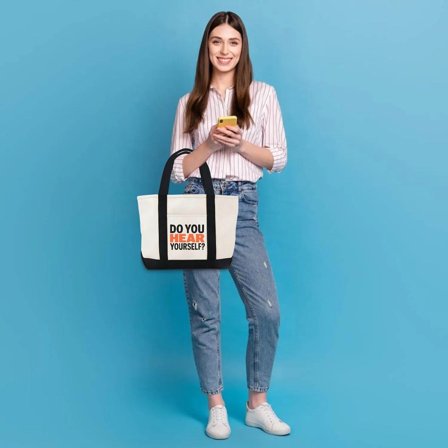 Do You Hear Yourself Canvas Tote Bag Large Canvas Bag Use For Grocery Bags,Shopping Bags