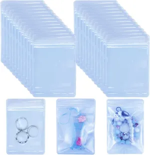 DOERDO 100Pcs Self Seal Plastic Pack Zipper Lock Bags PVC Clear Jewelry Anti Oxidation Zipper Bag Antitarnish Plastic Bags for Packaging Jewelry Earrings Rings, 3.9 x 2.7 inch