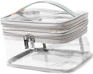 DOITOOL 1pc Storage Bag Clear Makeup Bag Clear Toiletry Bags Transparent Handbag Travel South Korea Cosmetic, Silver, 23X17X12CM