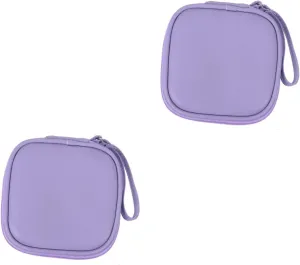 DOITOOL 2 Pcs Storage Bag Mini Charger Portable Cable Bag Travel Portable Charger Earphone Pu Storage Box