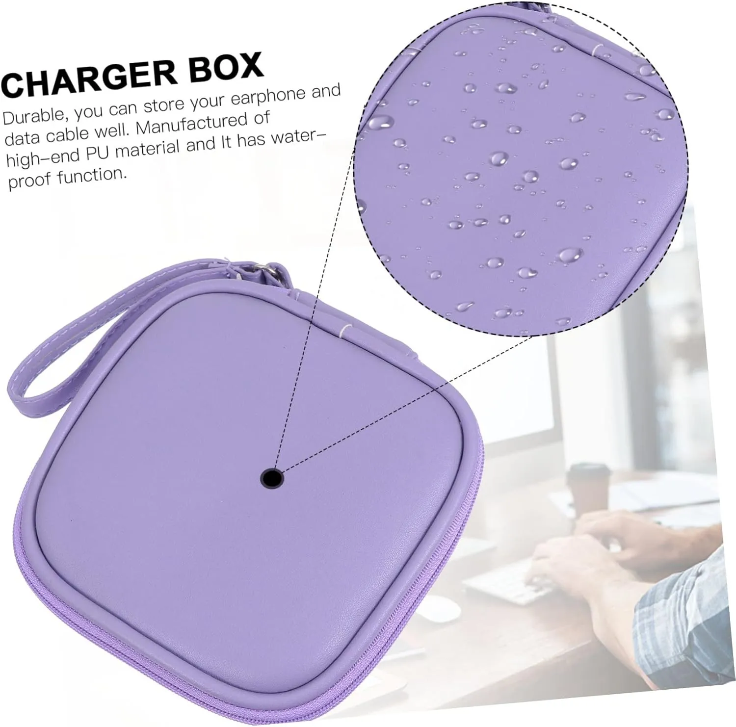 DOITOOL 2 Pcs Storage Bag Mini Charger Portable Cable Bag Travel Portable Charger Earphone Pu Storage Box