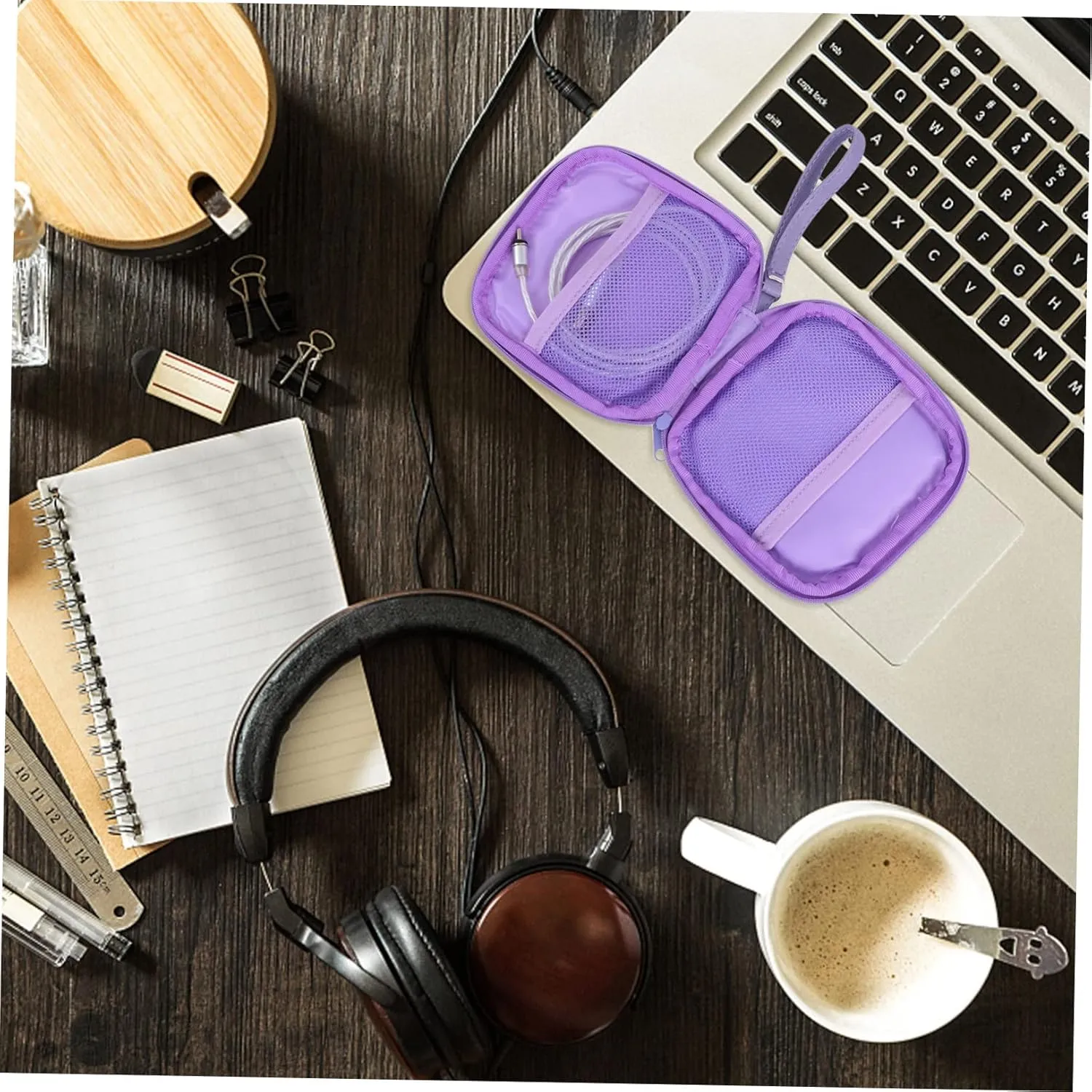 DOITOOL 2 Pcs Storage Bag Mini Charger Portable Cable Bag Travel Portable Charger Earphone Pu Storage Box