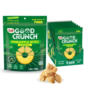 Dole Good Crunch Pineapple Dried Fruit Bites, Gluten Free & Vegan Snack, 1.4oz Bags (Pack of 6)