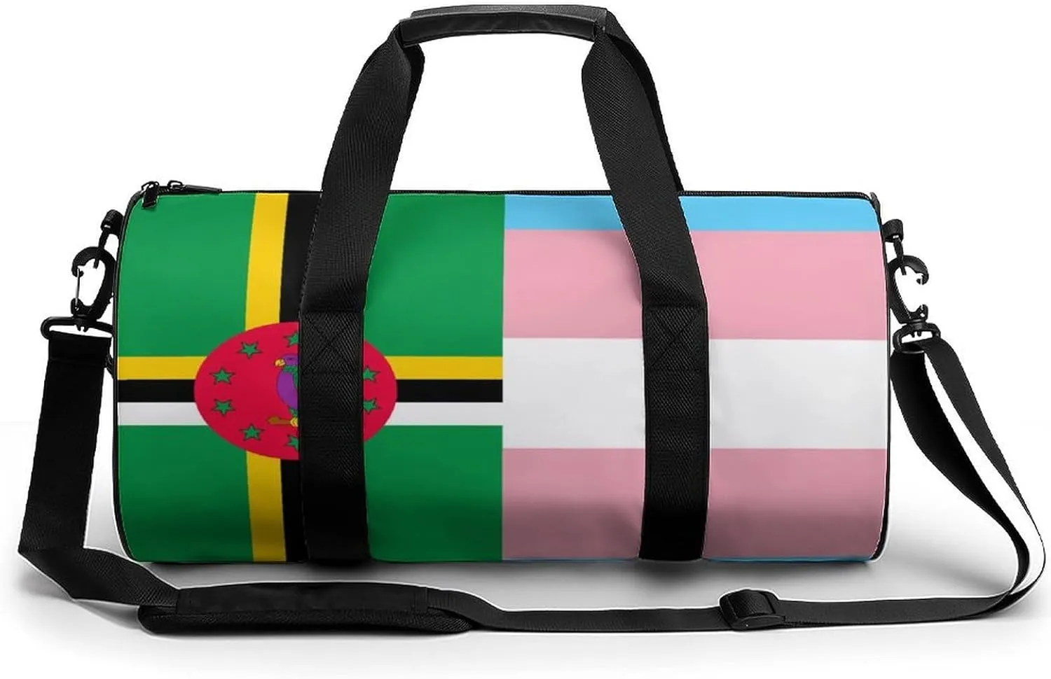 Dominica Transgender Flag Novelty Large Duffel Bag Lightweight Gym Bag Travel Tote Bags