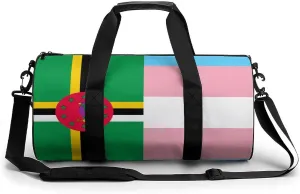 Dominica Transgender Flag Novelty Large Duffel Bag Lightweight Gym Bag Travel Tote Bags