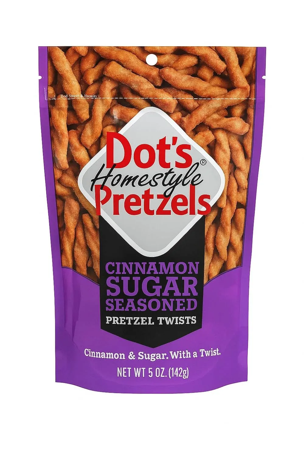 Dot's Cinnamon Sugar Pretzels – 5 oz Bag, Sweet & Crunchy Pretzel Twists, Perfect for Snacking, Dot's Pretzels Individual Bags for On-the-Go