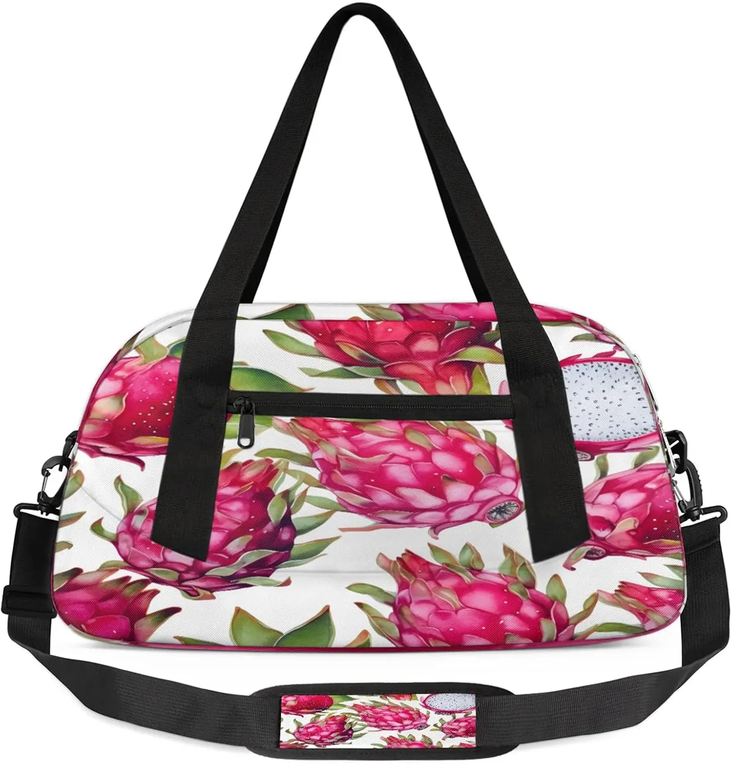 Dragon Fruit Pattern Kids Duffel Bag Lightweight Waterproof Sports Gym Bag with Front Zipper Pocket Foldable Weekender Overnight Bag for School Practice Gymnastic Ballet