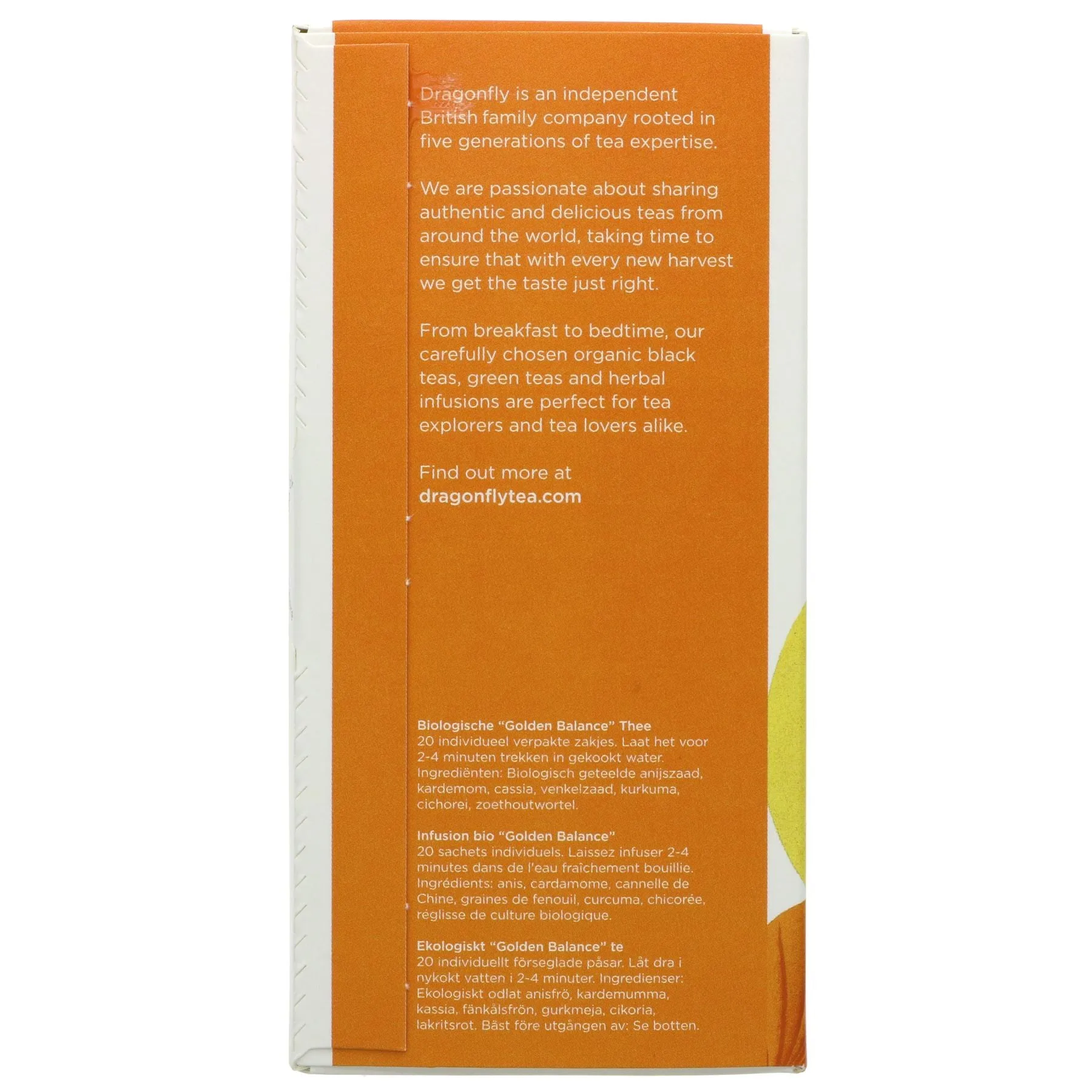 Dragonfly Tea | Golden Balance Turmeric Tea - Turmeric, Aniseed, Cardamom | 20 bags