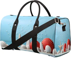 Duffel Bags Sea Stars Large Tote Bag Sea Shells Overnight Travel Bags for Women Men Lightweight Duffel Bag Adjustable Strap Carry On Bag Waterproof Gym Travel Bag