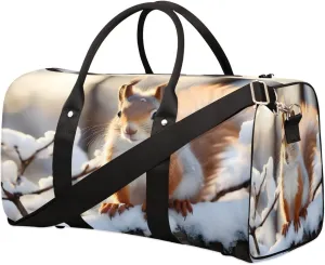Duffel Bags Squirrel Large Tote Bag Winter Snow Overnight Travel Bags for Women Men Lightweight Duffel Bag Adjustable Strap Carry On Bag Waterproof Gym Travel Bag