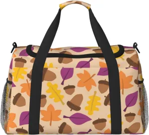Duffle Bag for Travel, Acorn Autumn Fall Leaf Leaves Weekender Overnight Duffel Bag, Carry On Bag Gym Bag for Women Men, Personal Item Travel Bag
