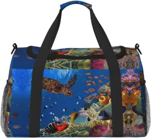 Duffle Bag for Travel, Colorful Coral Reef Weekender Overnight Duffel Bag, Carry On Bag Gym Bag for Women Men, Personal Item Travel Bag