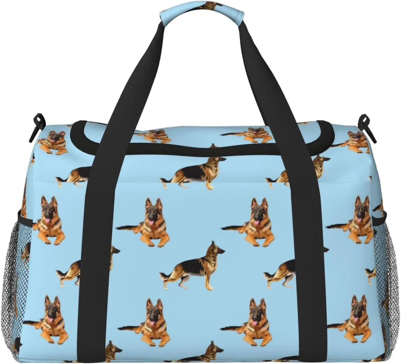 Duffle Bag for Travel, German Shepherd Dog Blue Weekender Overnight Duffel Bag, Carry On Bag Gym Bag for Women Men, Personal Item Travel Bag