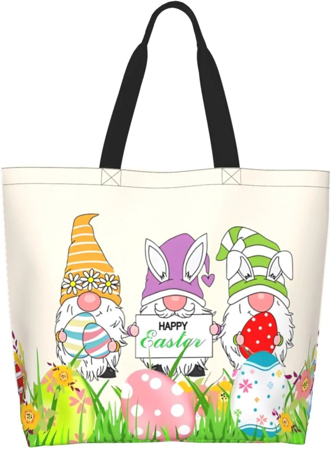 Easter Day Tote Bag Large Interior Pocket Tote Bag Reusable Shoulder Tote Bags Travel Bags