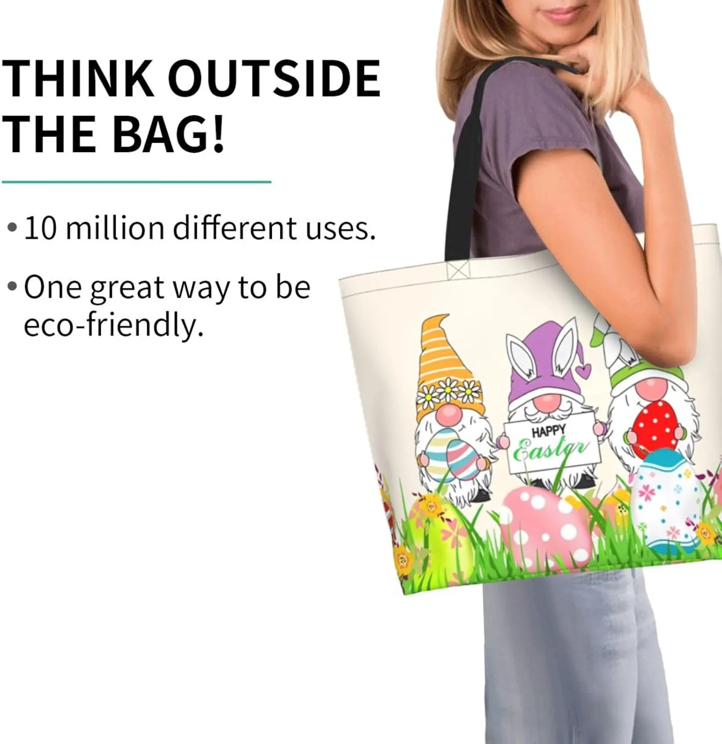 Easter Day Tote Bag Large Interior Pocket Tote Bag Reusable Shoulder Tote Bags Travel Bags