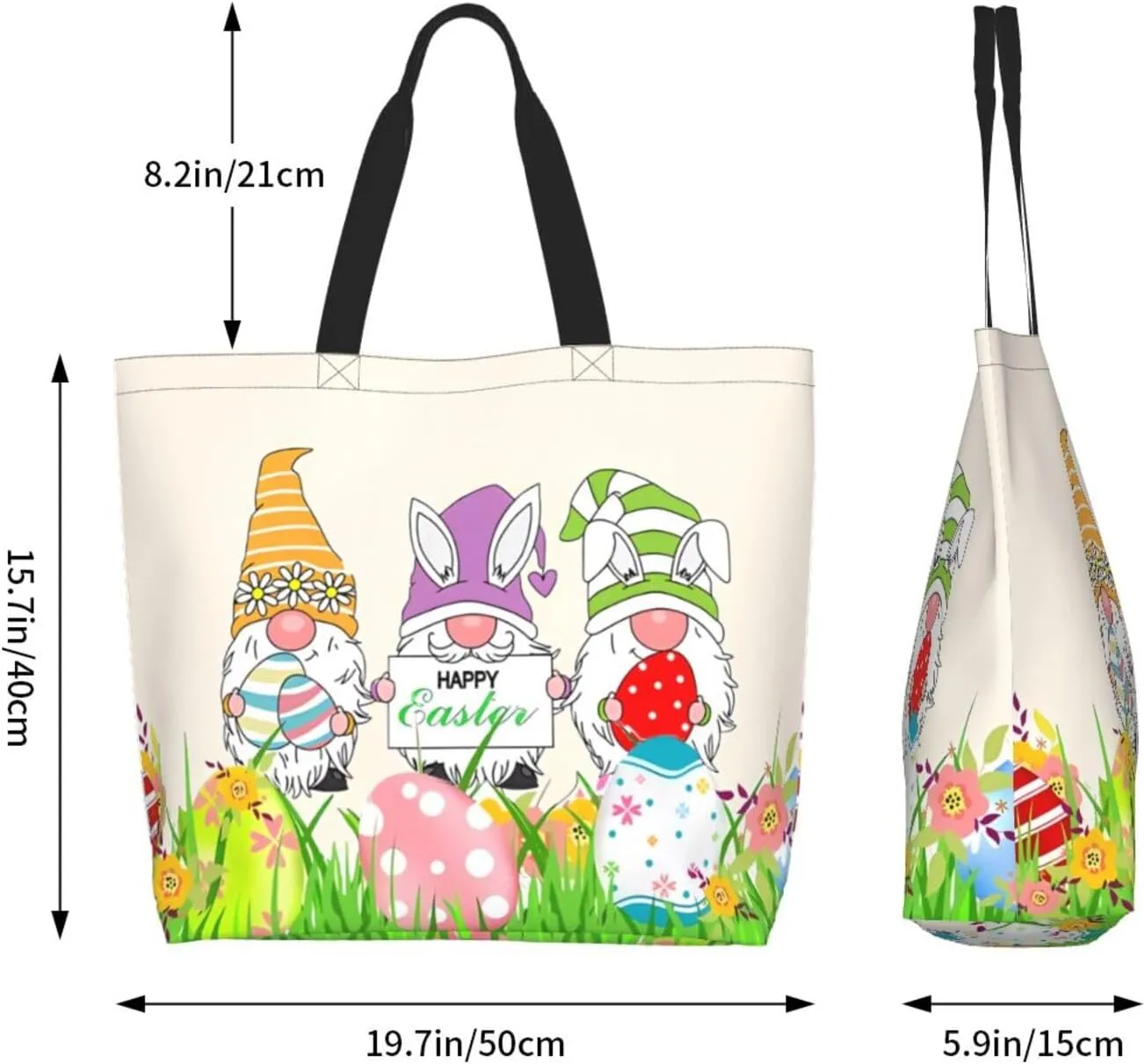Easter Day Tote Bag Large Interior Pocket Tote Bag Reusable Shoulder Tote Bags Travel Bags