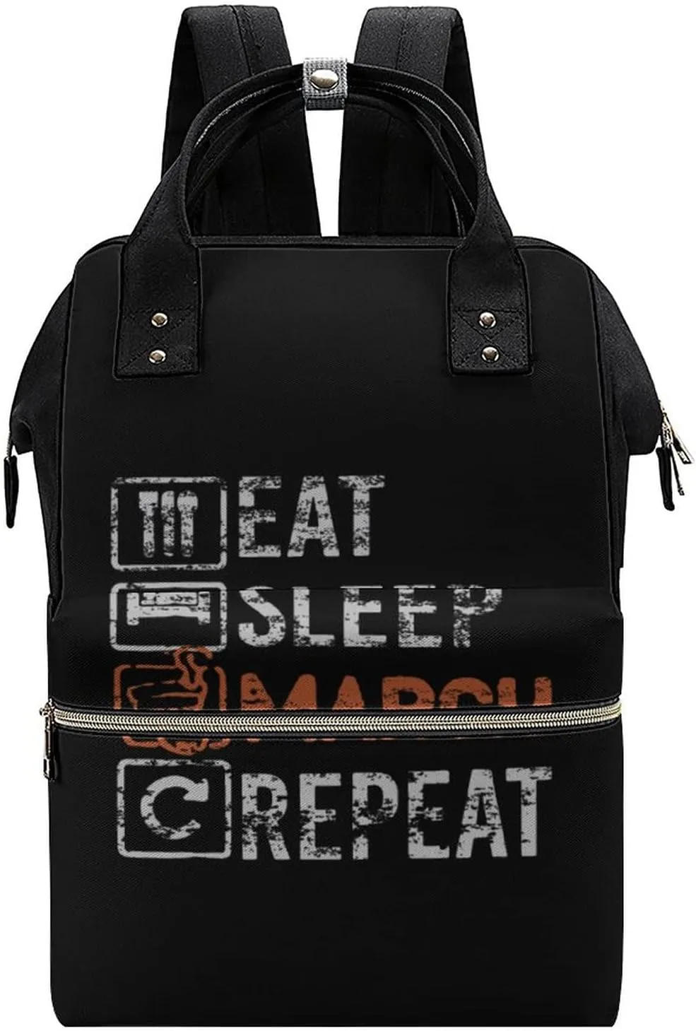 Eat Sleep March Repeat Waterproof Diaper Bag Backpack Multifunction Mommy Bags Large Capacity Travel Back Pack