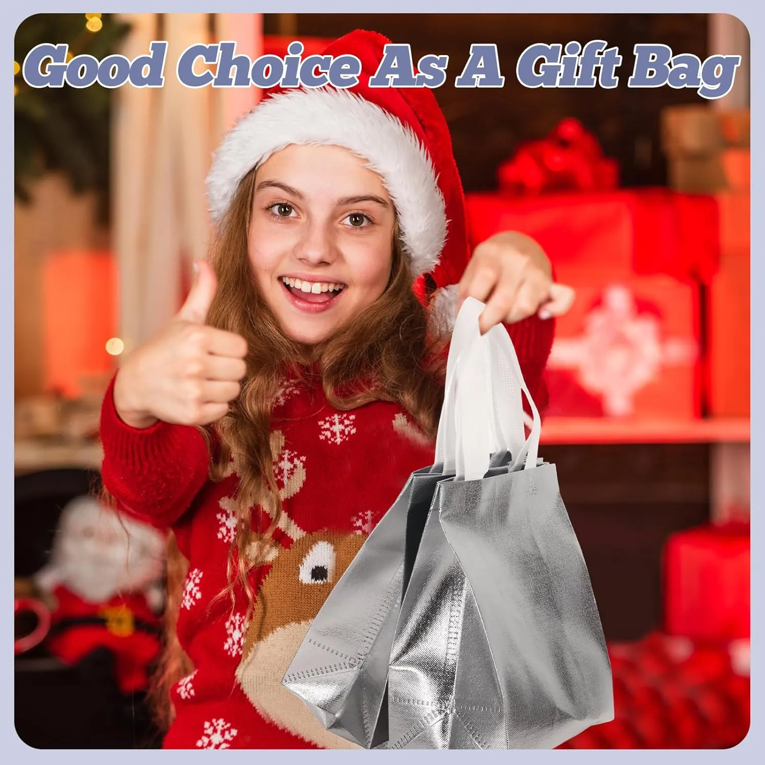 Eccliy 80 Pieces Gift Bags Set Glossy Reusable Tote with Handles Grocery Bags Bulk for Wedding, Bachelorette Party, Christmas(Medium,Silver)