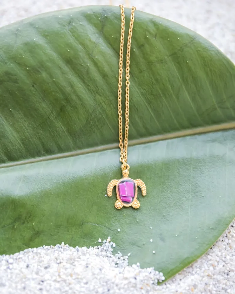 Eco Turtle Necklace in Gold with Ocean Plastic