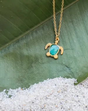 Eco Turtle Necklace in Gold with Ocean Plastic
