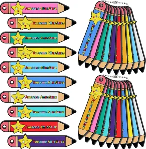 Eersida 150 Set Brag 100 Awesome Attendance Sticks with 50 Chains Wearable Incentives to Increase Student Awesome Attendance Sticks for Student Teacher School Classroom