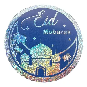 Eid Blue and Silver Silver Stamping Foil Sticker