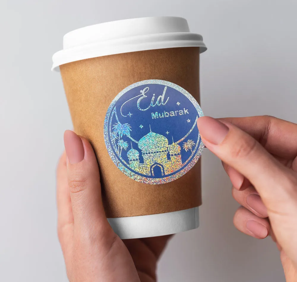 Eid Blue and Silver Silver Stamping Foil Sticker